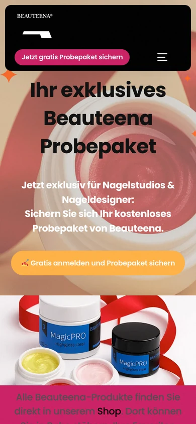 Mobile-Ansicht Beauteena Neukunden-Aktion