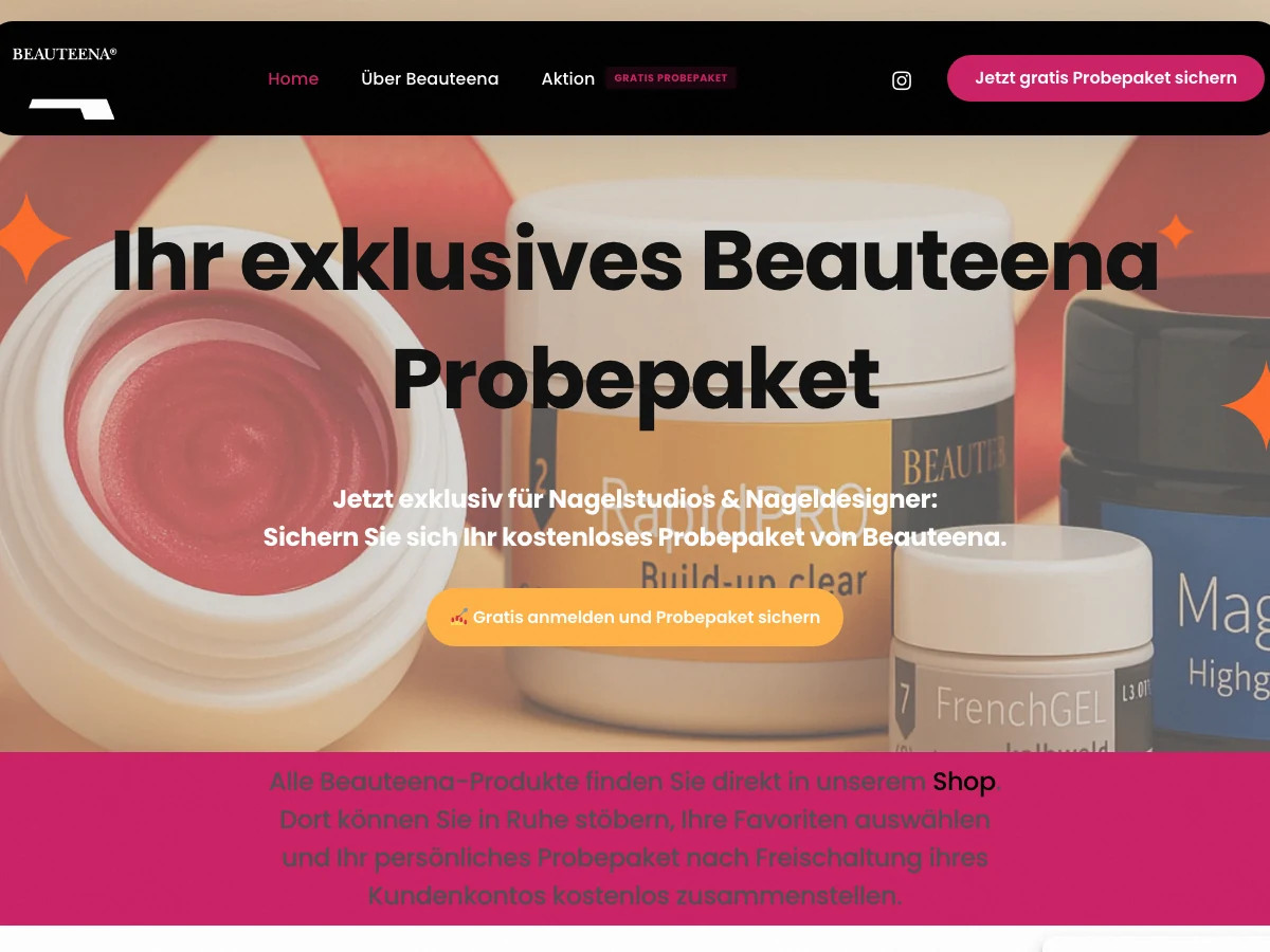 Tablet-Ansicht Beauteena Neukunden-Aktion