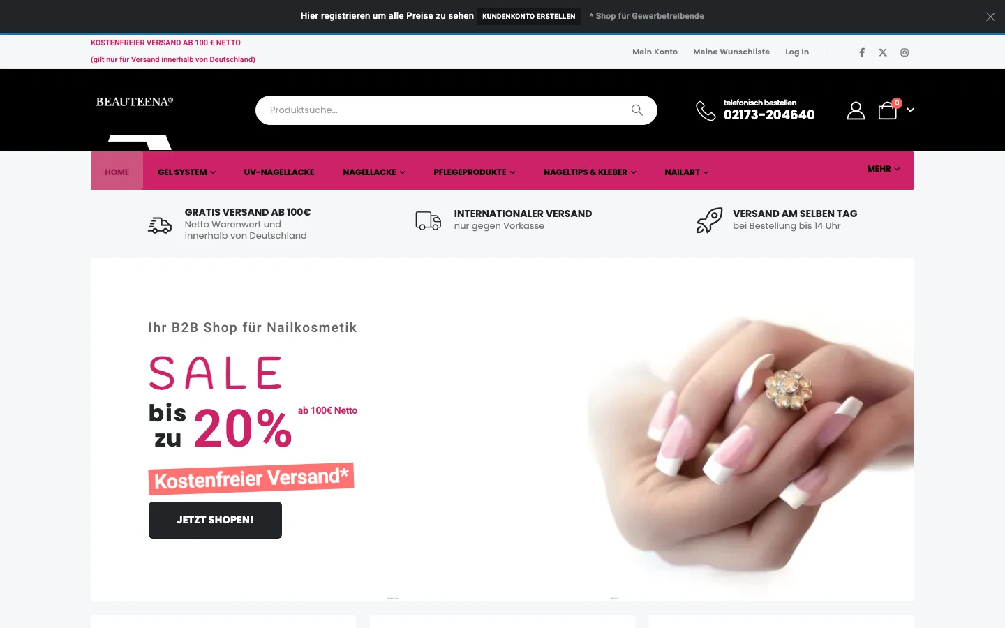 Screenshot Beauteena GmbH