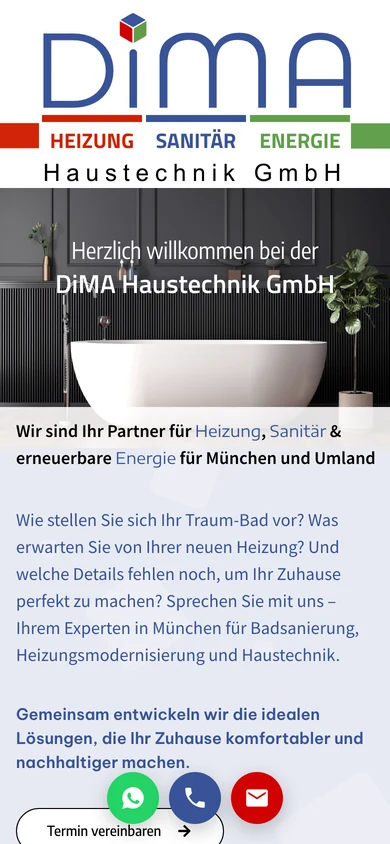Mobile-Ansicht DiMA Haustechnik GmbH