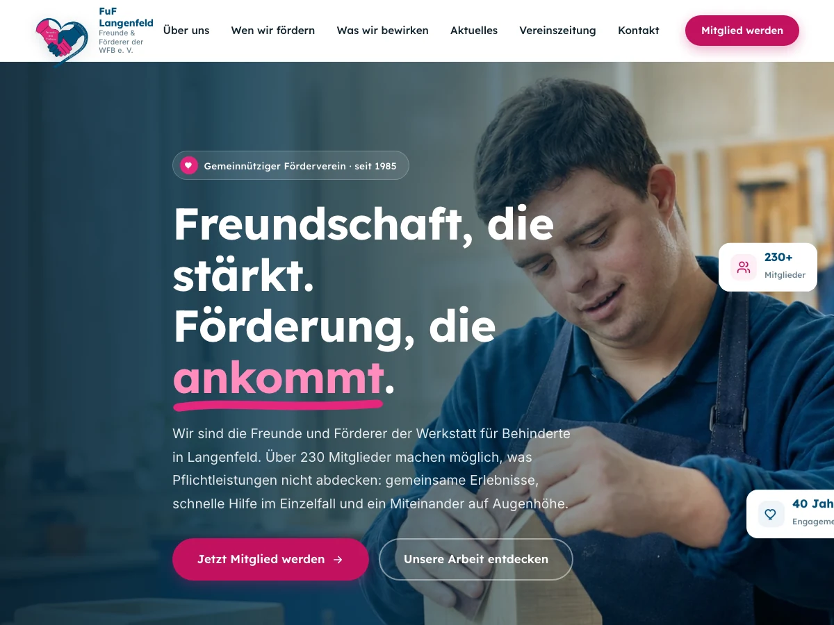 Tablet-Ansicht Freunde und Förderer der WFB Langenfeld
