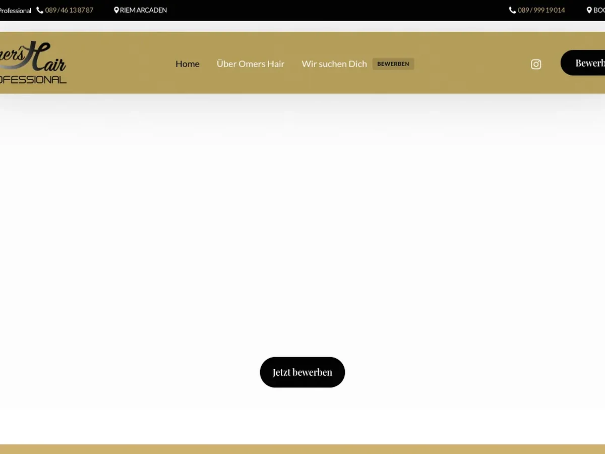 Tablet-Ansicht Jobs bei Omers Hair