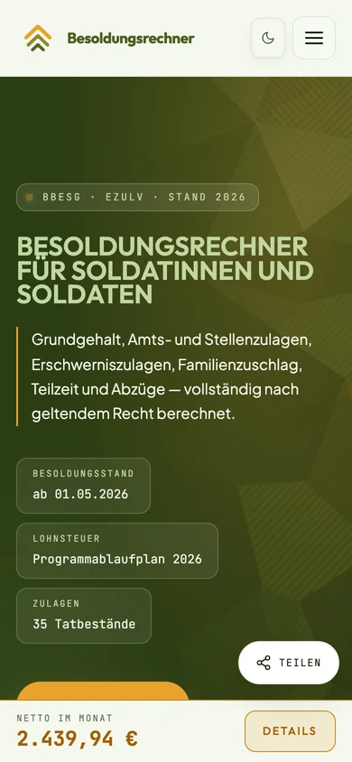 Mobile-Ansicht Soldatenbesoldung.de